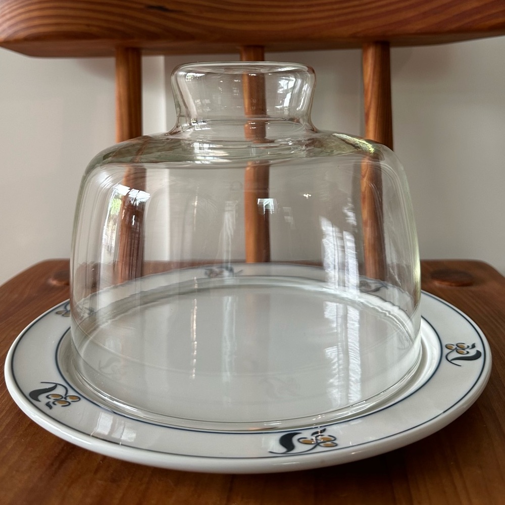 Vintage DANSK Hostess Collection Cheese Plate with Glass Dome